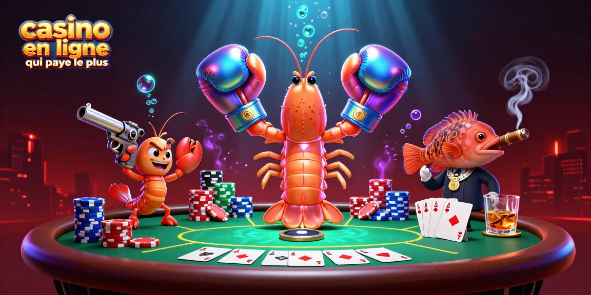 Illustration dynamique de casino en ligne qui paye le plus avec des personnages marins en action.