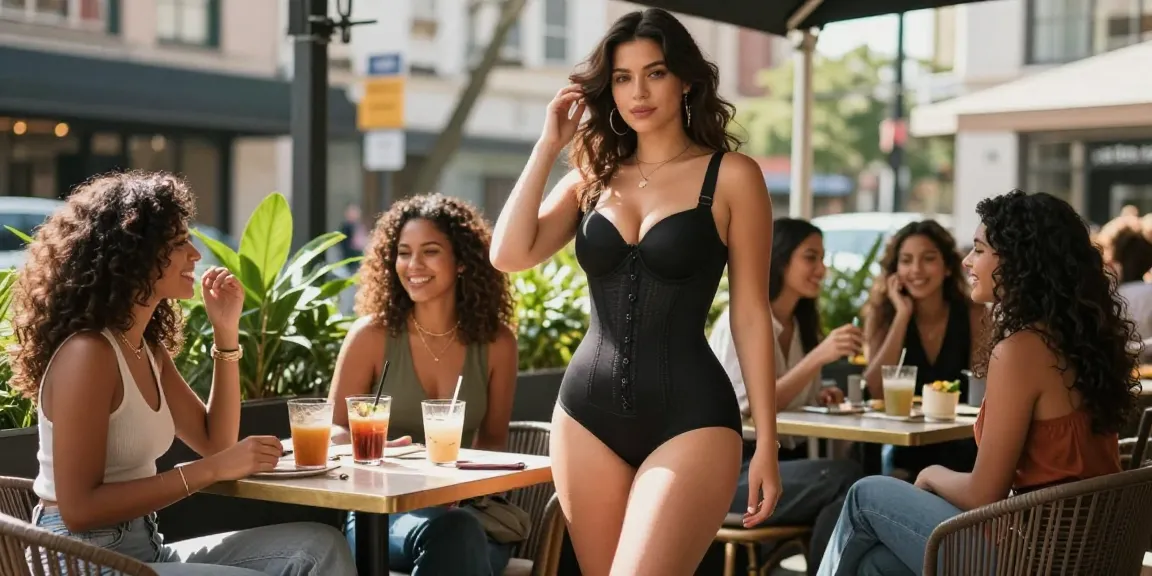 Pengguna shapewear https://colombianshapeweargaless.com menunjukkan gaya modis di kafe kota, memperlihatkan percaya diri dan kenyamanan.