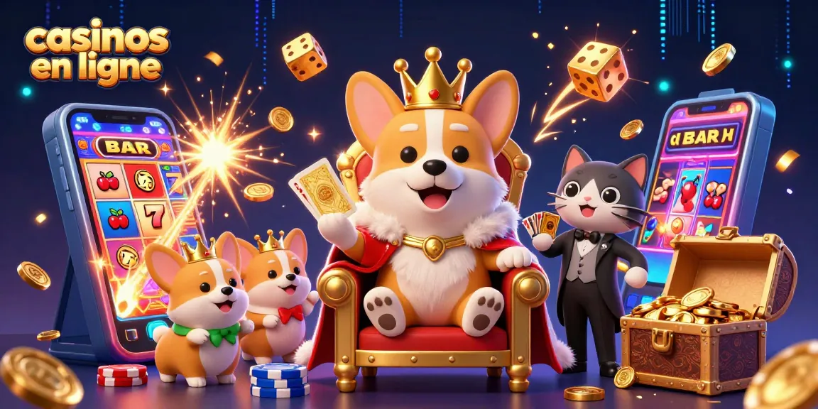 Les corgis jouent pendant que les casinos en ligne explosent de jackpots scintillants.