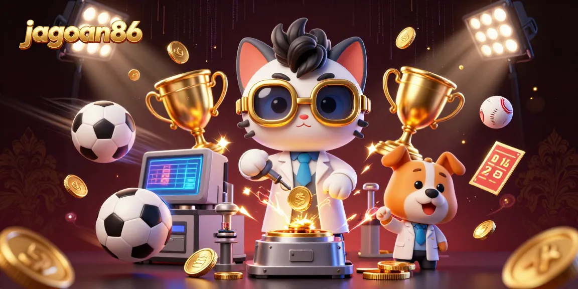 Engage with jagoan86's thrilling sports betting scene featuring a mad scientist cat and golden rewards.